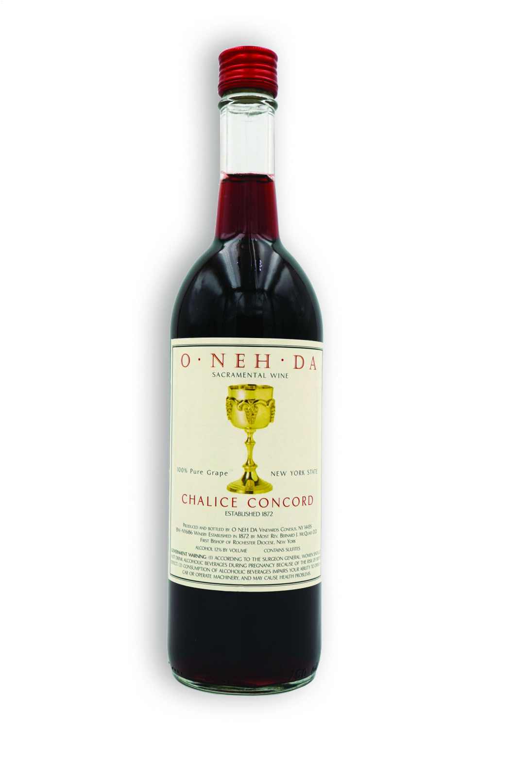 Bottle of Chalice Concord sacramental wine