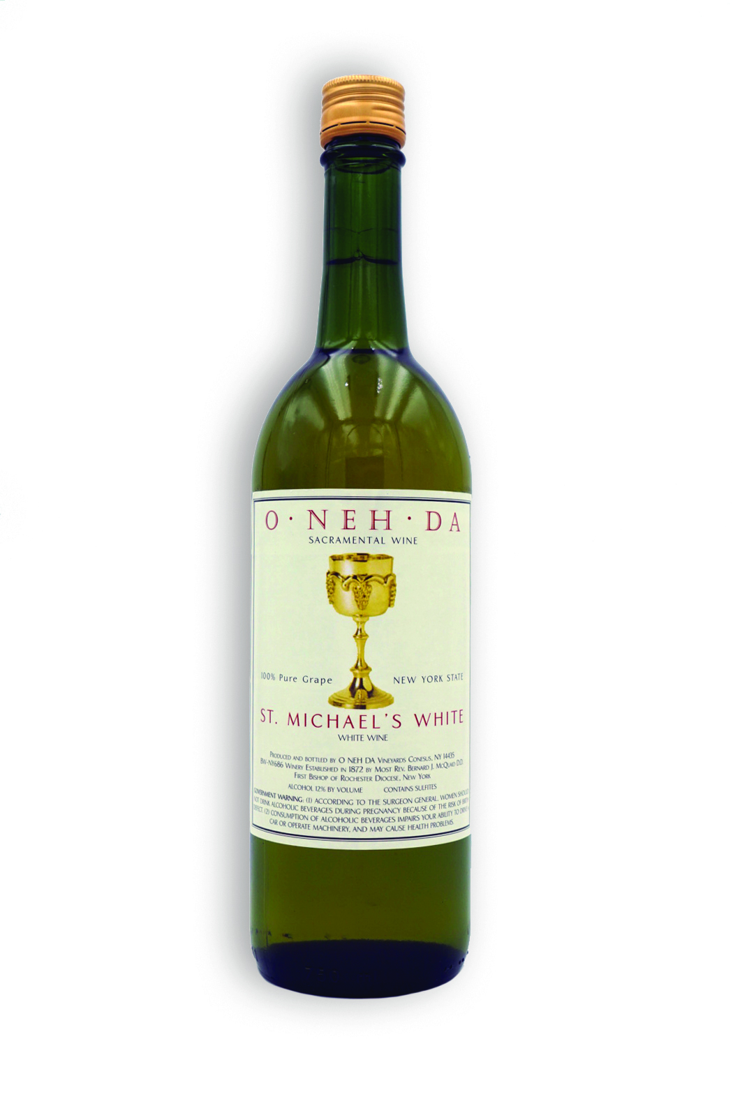 Bottle of St. Michael's White sacramental wine