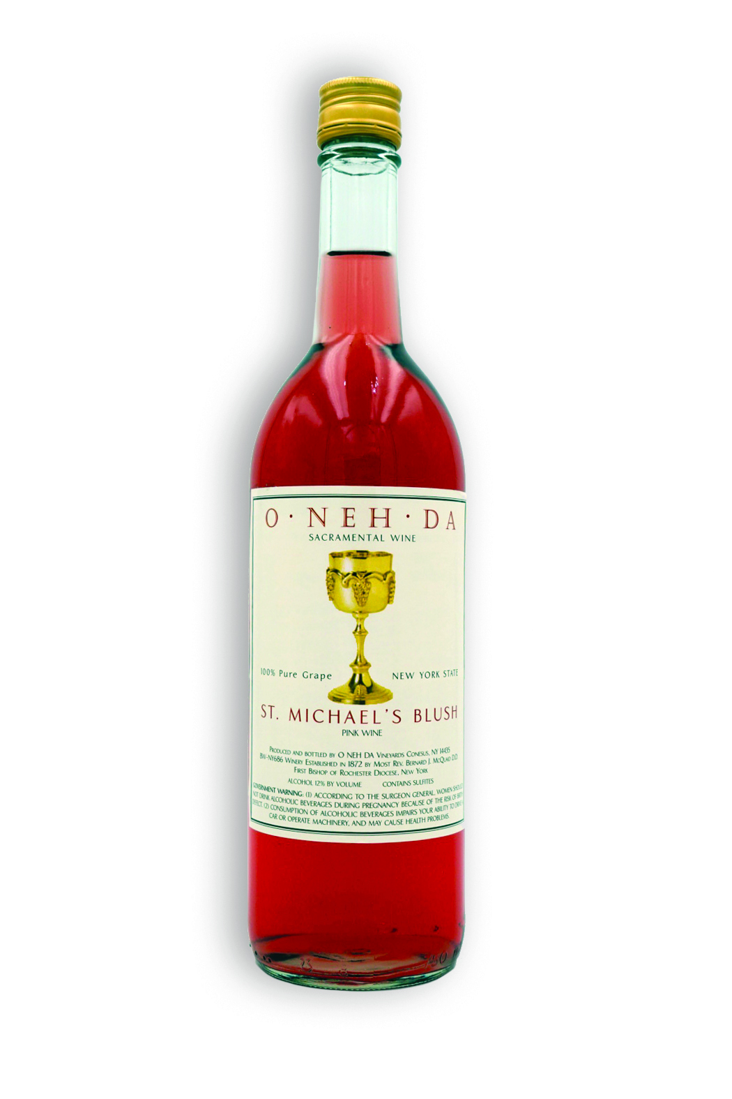 Bottle of St. Michael's Blush sacramental wine