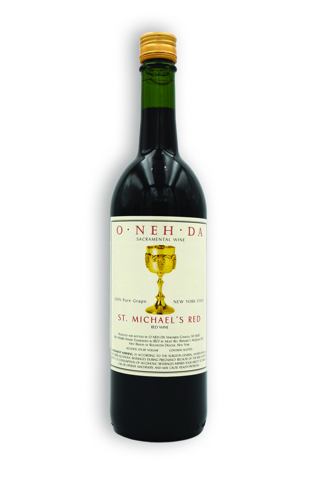 Bottle of St. Michael's Red sacramental wine